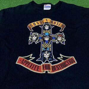 Vintage 2005 Guns N' Roses Appetite for Destruction Cross T-Shirt Y2K 00s Large